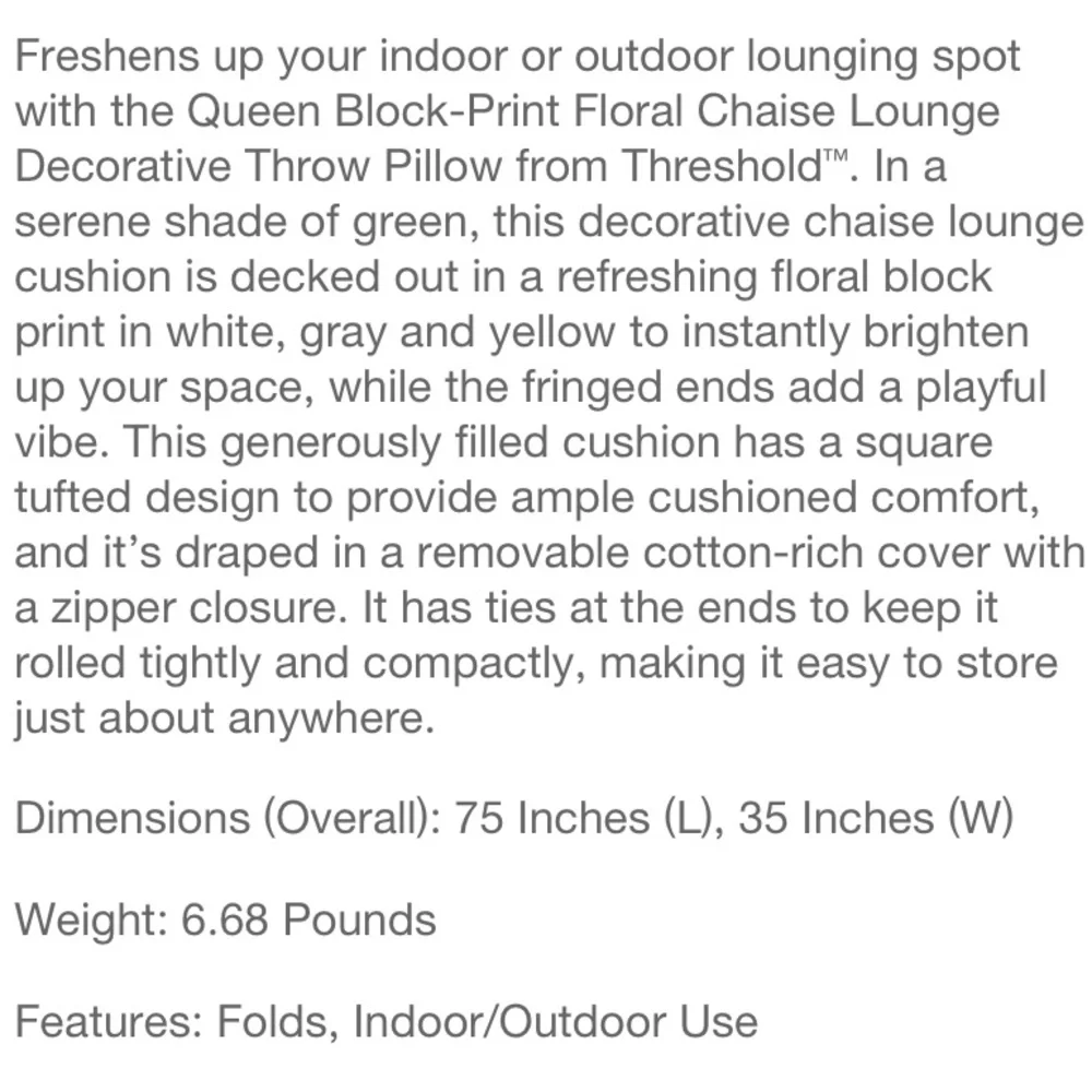 Threshold Green Patterned Floor Mattress with Cream Fringe